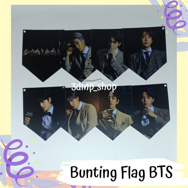 bunting flag persona garland bts most7 BE kpop Dynamite BT21 hiasan dinding kamar butter