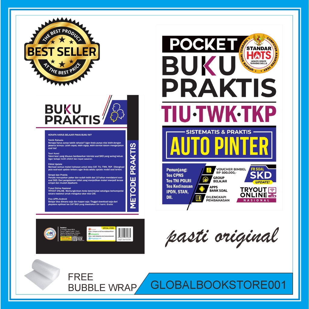 BUKU POCKET BUKU PRAKTIS TIU TWK TKP TERBARU PENUNJANG TES CPNS, TNI POLRI, KEDINASAN, IPDN DAN STAN