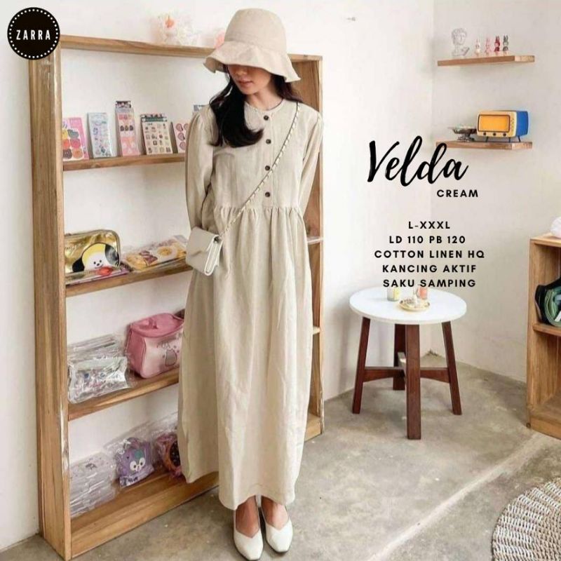 (BISA COD) VELDA GAMIS MIDI BAJU WANITA TERBARU ORIGINAL PRODUK