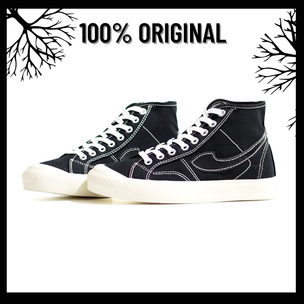 100% Original Sepatu Lokal Casual Oreo White Hi | Not Compass Gazelle Black White High