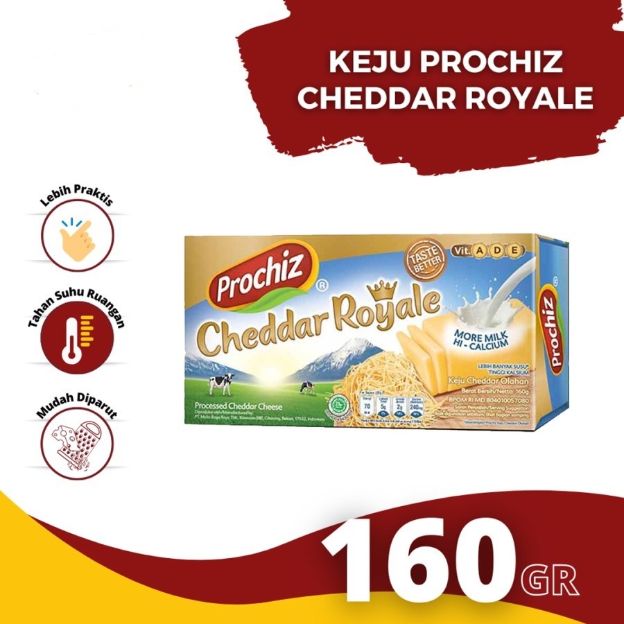 KEJU CHEDAR BLOK PROCHIZ ROYALE 160GR BLOCK CHEDDAR CHEESE HALAL