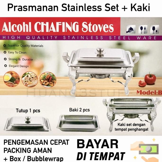 Prasmanan Segi Stainless Set Kaki Kompor Penghangat Stainless 555