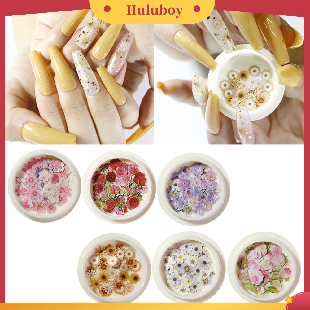 Huluboy Huluboy♡ Irisan Kayu Bunga Mawar Marguerite Sakura Untuk Dekorasi Nail Art