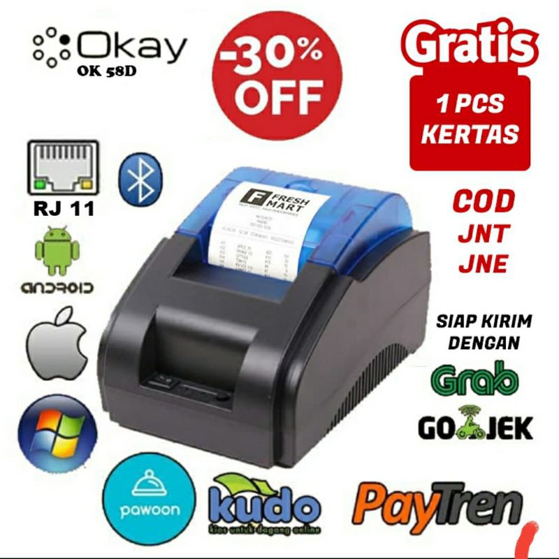 PRINTER BLUETOOTH mini KASIR PPOB THERMAL 58MM ANDROID PRINTER