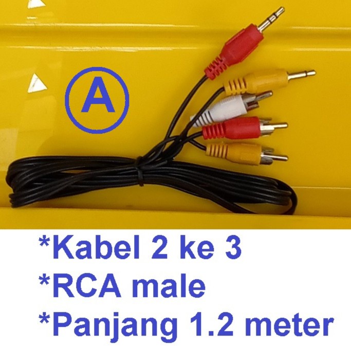Kabel RCA Video AV cabang 3 ke 2 with Jack video dan earphone 3.5mm