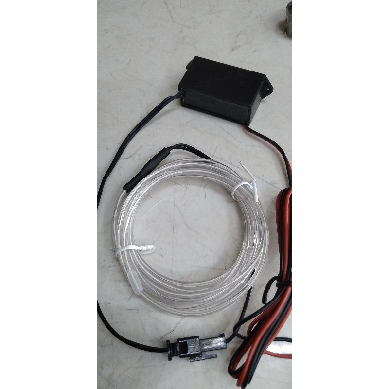 Flexible Neon EL Wire LED 2 meter no sirip ice blue 12V - 24V inverter