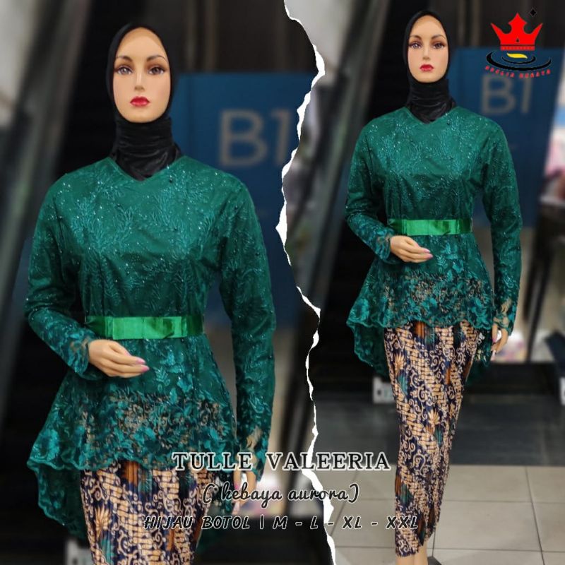 IndahKebaya | SETELAN KEBAYA AURORA TILLE / WISUDA / AKAD NIKAH / COUPLE /ROK PLISKET JUMBO TERLARIS