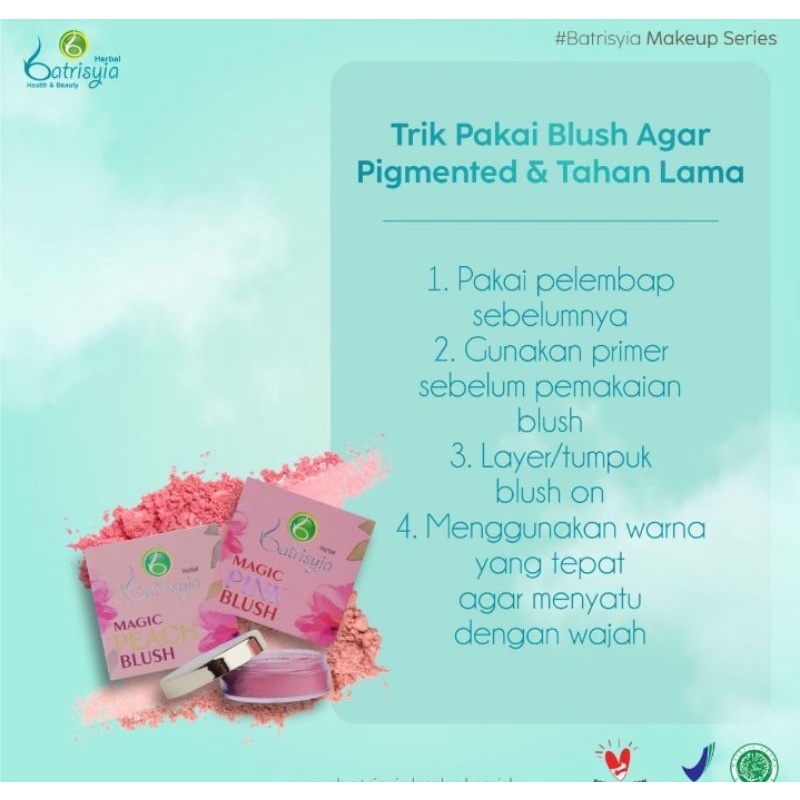 Blush on Batrisyia herbal pemerah pipi merona warna pink peace merah natrural