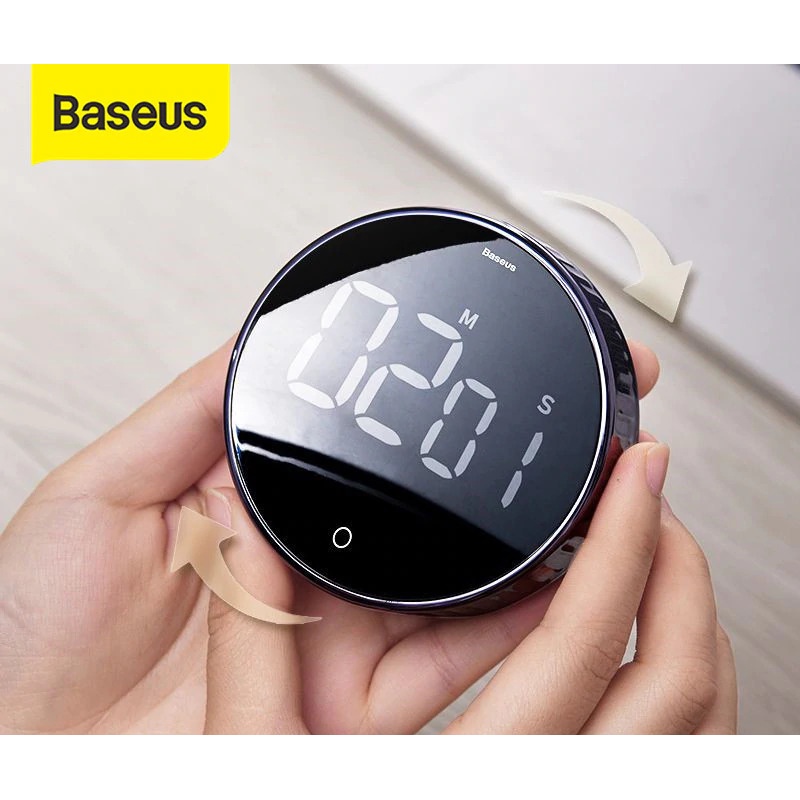 Baseus Heyo Rotation Timer Masak Dapur Magnetic Digital Countdown Alarm - ACDJS-01 - Black