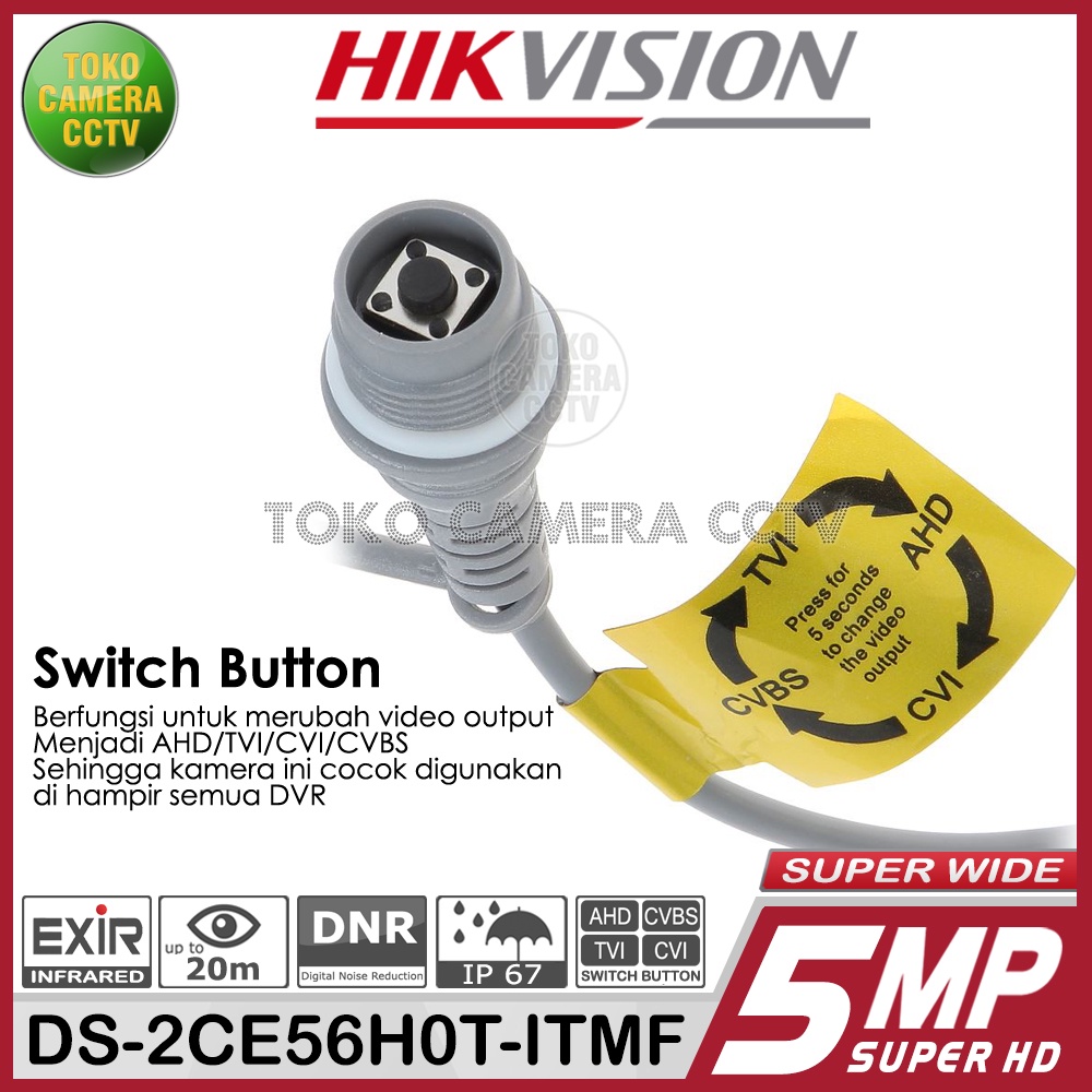 KAMERA CCTV INDOOR 5MP HIKVISION DS-2CE56H0T-ITMF SUPER WIDE