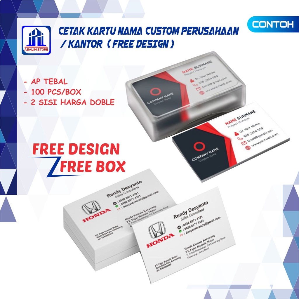 

CETAK KARTU NAMA CUSTOM / NAME CARD untuk PERUSAHAAN / KANTOR ( FREE DESIGN )