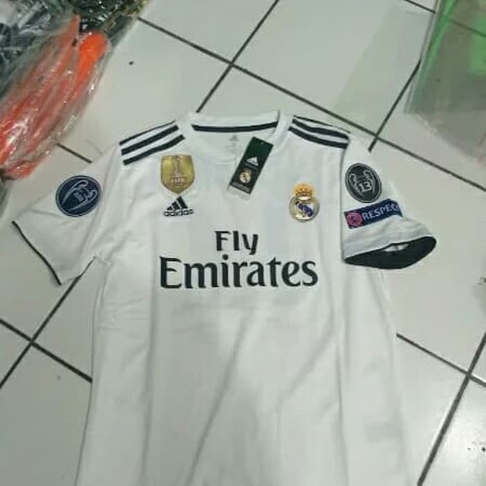 JERSEY REAL MADRID HOME FULL PATCH UCL 2018 2019