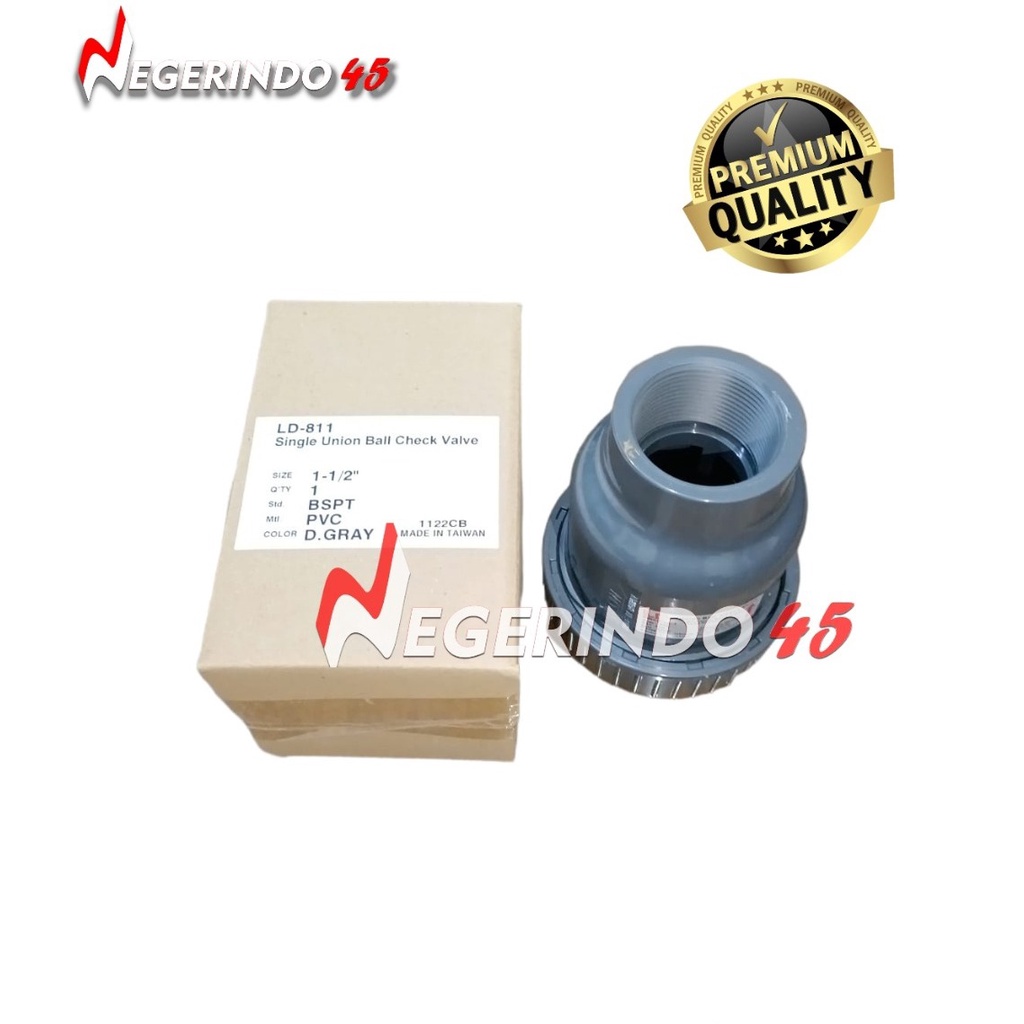 Union ball check valve pvc drat LD 811 taiwan klep air Uk 1 1/4, 1 1/2