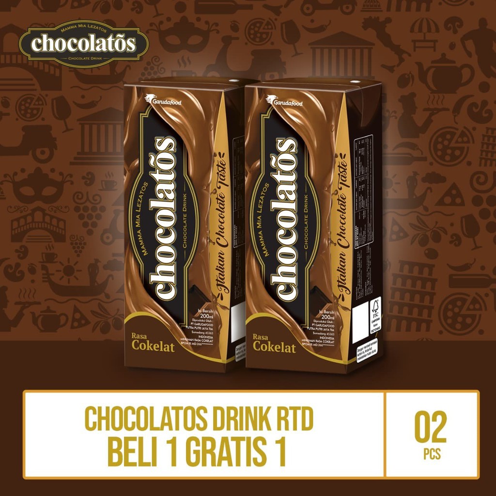 

PROMO CHOCOLATOS DRINK RTD TETRA - 200ML BUY 1 GET 1 (TRINK2) TERMURAH