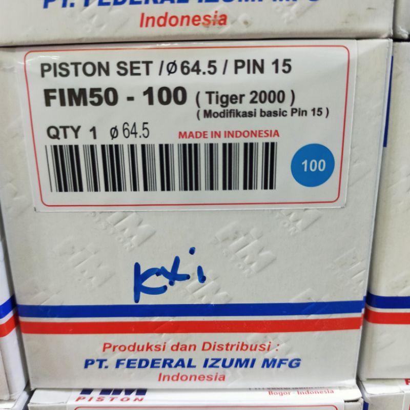 PISTON SEHER KIT SET FIM 50 ukuran 63,5 64 64,5 65 65,5 66 66,5 mm pen pin 15 mm HONDA TIGER 2000-OS 100