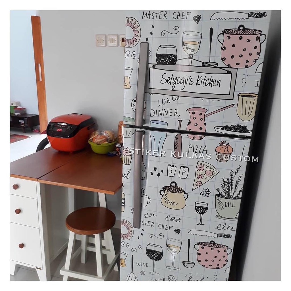 

WallSticker/Sticker Kulkas 2 Pintu Motif Kitchen Set Master Chef Terbaru