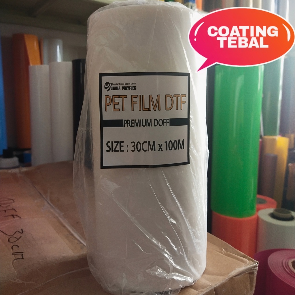 

(Khusus Rollan) Pet Film DTF Lebar 30 cm Premium Doff Coating Tebal
