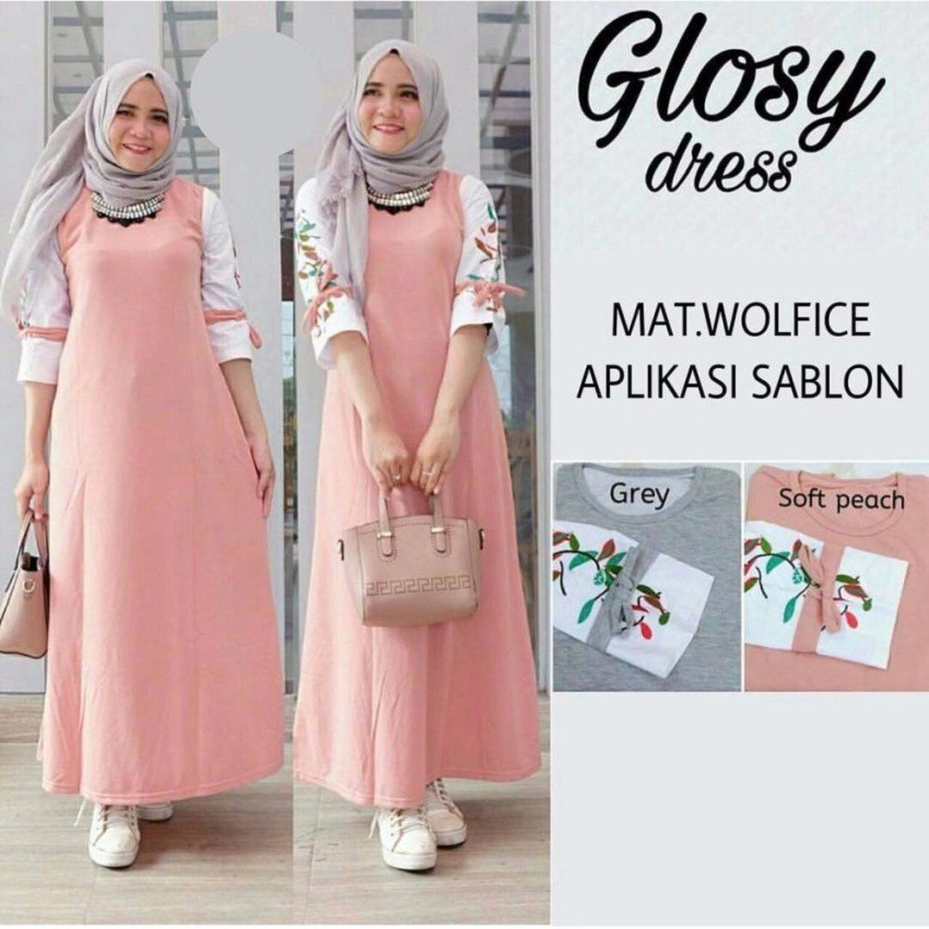 Jual Baju Original Glossy Dress Gamis Wolfice Gaun Pesta Panjang Baju Hijab
