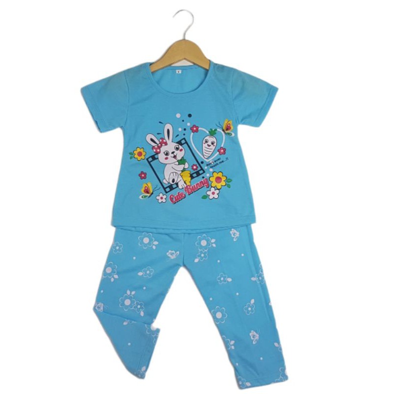 SETELAN SIKUNING PAKAIAN BAJU ANAK PEREMPUAN 2-8 TAHUN MOTIF RABBIT WORTEL CELANA PANJANG-1