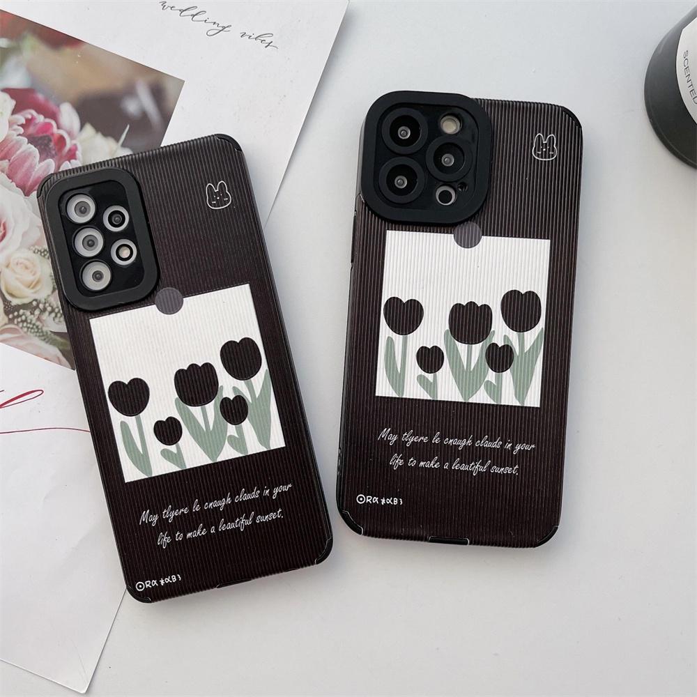 Soft Case Pola Bunga Tulip Bahan Kulit Tahan Banting Untuk Huawei Nova 7SE Nova 8 Pro 7 Pro P50 P40 P30 Pro P50 Pro Mate 30 40Pro