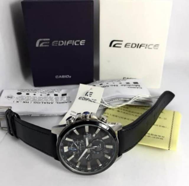 Casio Edifice EFR303 Crono Stopwatch Strap Leather Include Box Manual Book