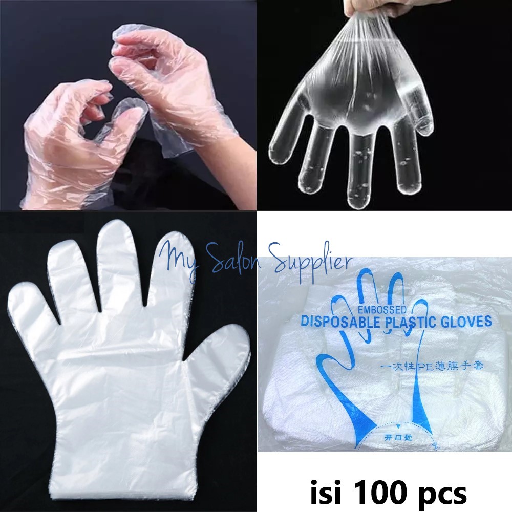 Sarung Tangan Plastik Disposable Plastic Gloves MURAH isi 100pc / 50 pasang