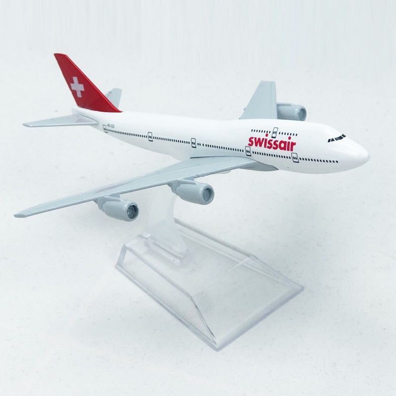 Swiss Air B747 Model Pesawat Swiss Airlines Boeing 747 Die-cast Metal Airplane Model Pesawat 16CM