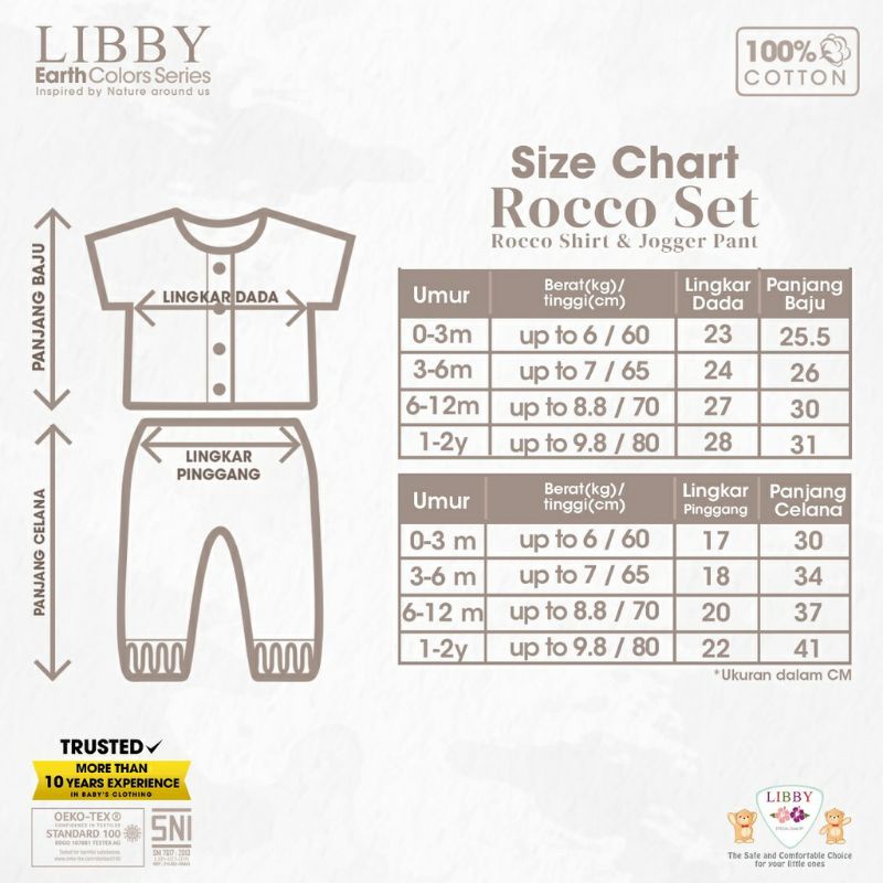 NEW COLOR LIBBY EARTH SERIES ROCCO SET BUTTON SHIRT JOGGER PANTS SETELAN BAJU ANAK UNISEX 0-2 TAHUN