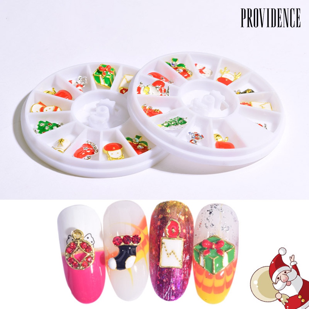 Providence 1 Box of Christmas Series Snowflake Bell Alloy Nail Stickers Manicure Decoration