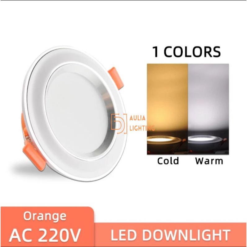 Lampu Downlight 3 warna 5w 6w 7w Led Panel Inbow Putih Natural Kuning Biru Ungu 5 6 Watt Hias Plafon