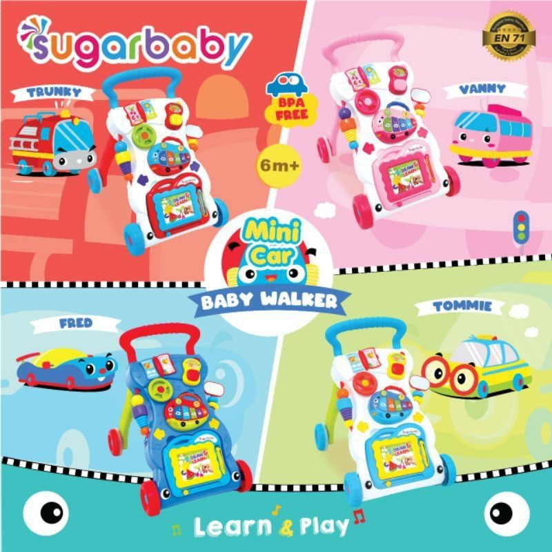 SugarBaby 10in1 Premium Activity walker Mini walker Baby Walker  Mini Car Push Walker (Baby Walker)Mainan bayi dorong baby push walker  coco basketball Sugar Baby 10IN1 Premium Activity Walker &amp; Table - Parrot Basketball Push Walker Baby Walker Sugar