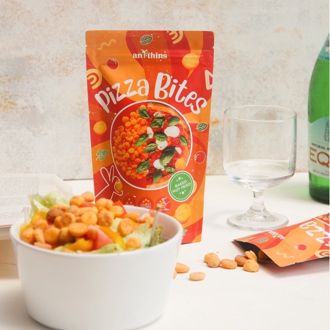 ANYTHINS Pizza Bites 90g - Vegan - Gluten Free - Baked Not Fried - Crackers - Healthy Snack