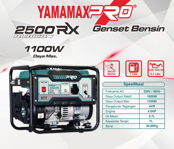 Generator Yamamax Pro 2500 4 Tak Rubicon Genset 2500 1000 Watt Bensin