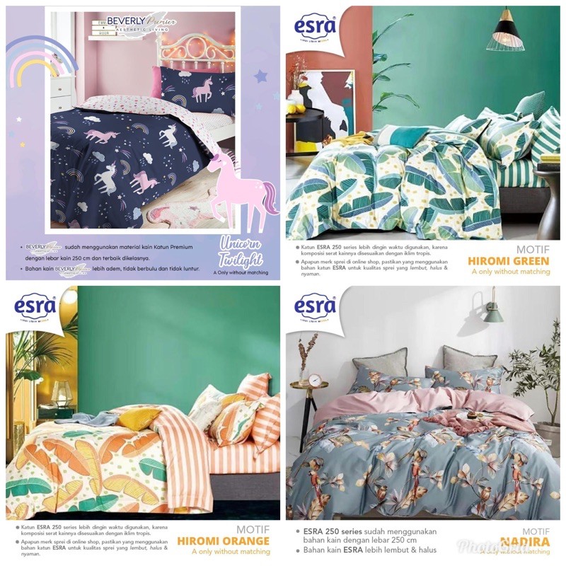 Promo Bedcover Sprei Esra Uk 200 180 160 120 100 Bahan Lembut Dan Tidak Berbulu Shopee Indonesia