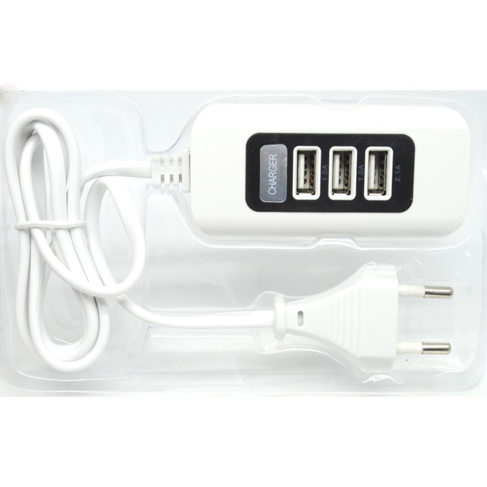 USB Charger Hub 3 Port 5V 2.1A EU plug  C1 - White Black