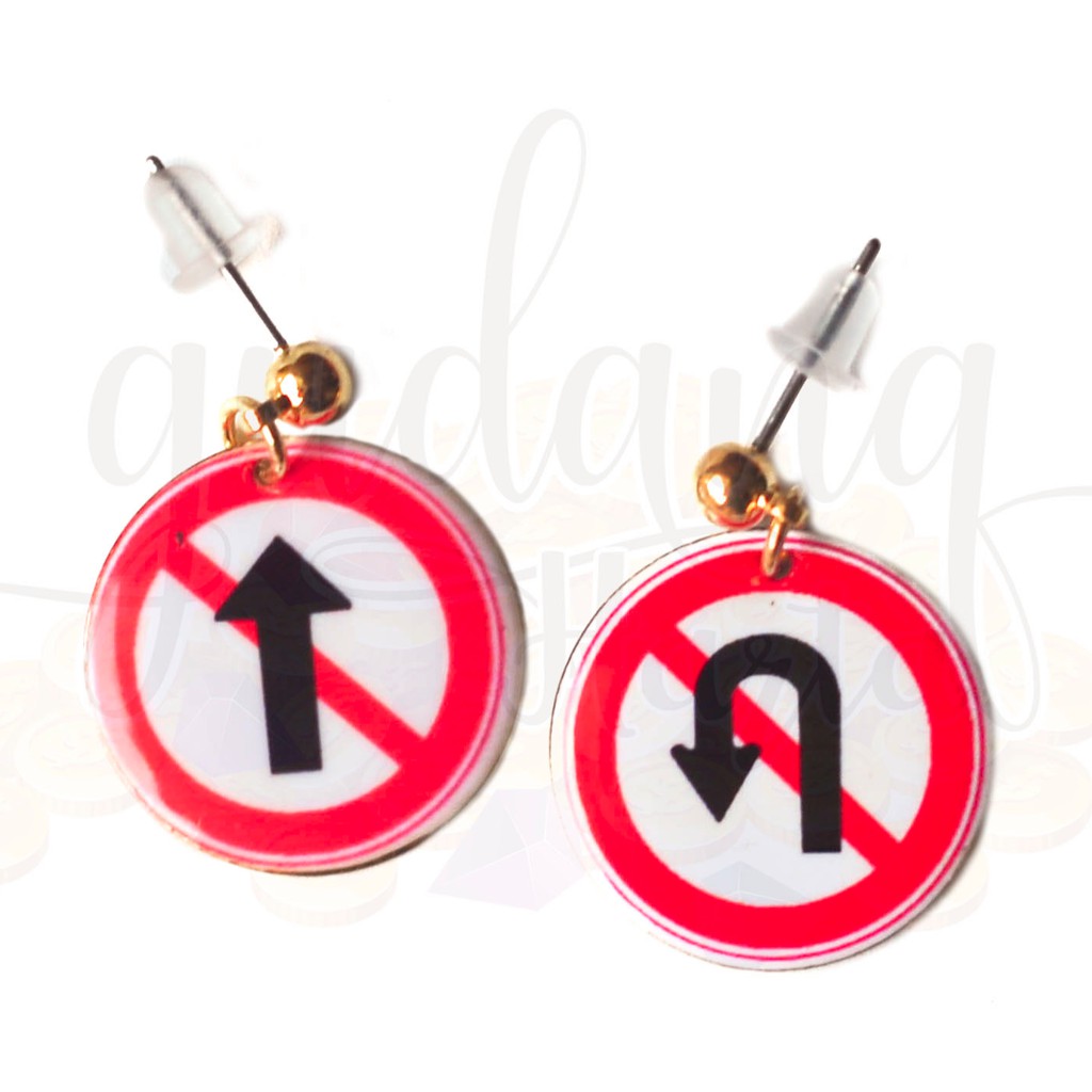 Anting Stud Rambu Lalu Lintas Unik Lucu GH 203480