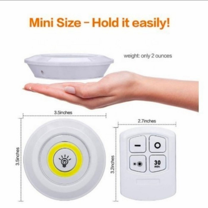 3PCS Lampu LED Tempel Bawah Kabinet Lemari Kitchen set Remote