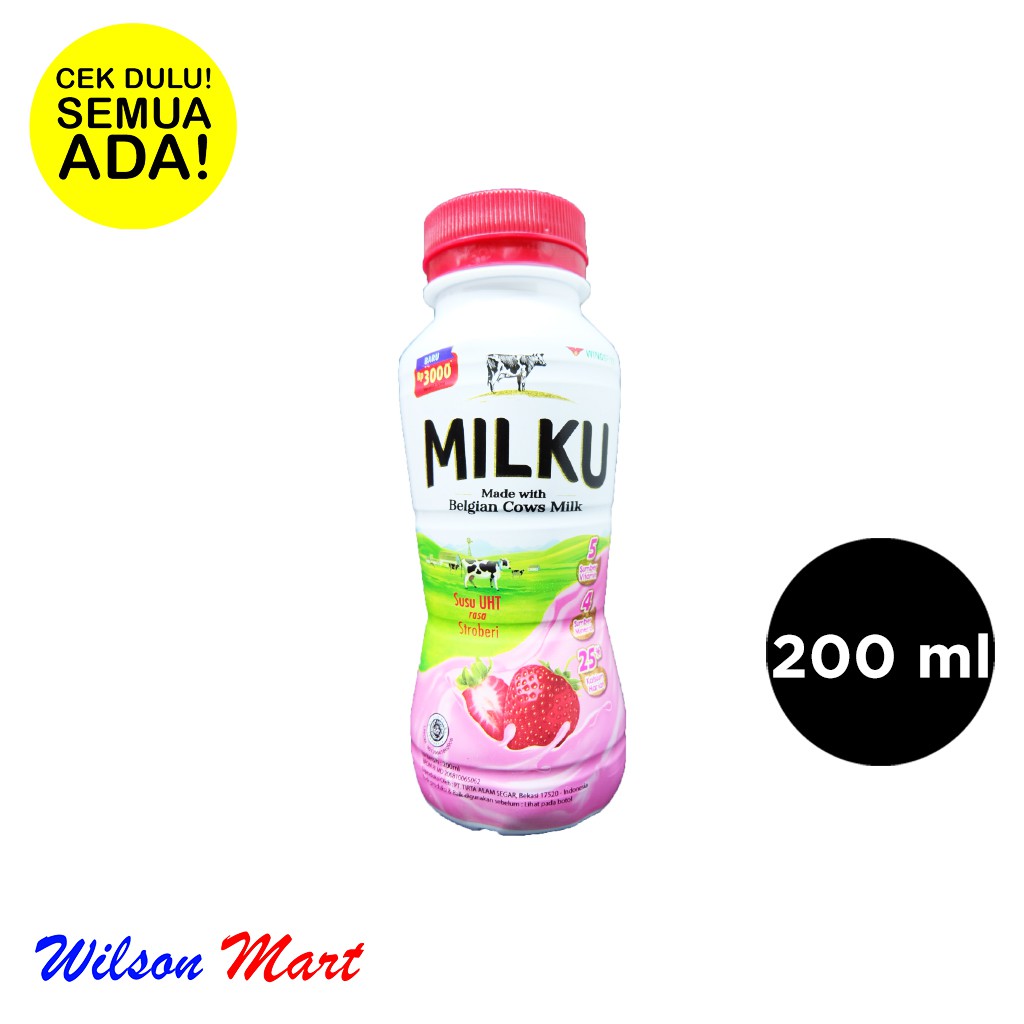 

MILKU BELGIAN COWS MILK SUSU RASA STROBERI STRAWBERRY 200 ML