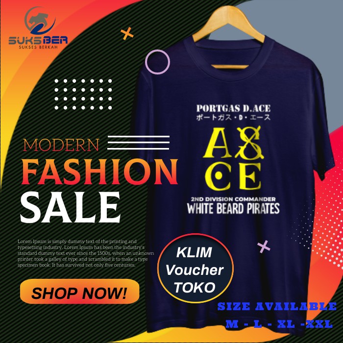 T SHIRT KAOS MOTIF PRIA COWOK DISTRO ORIGINAL TERBARU BRANDED Anime ACE Second Commander SKBR050