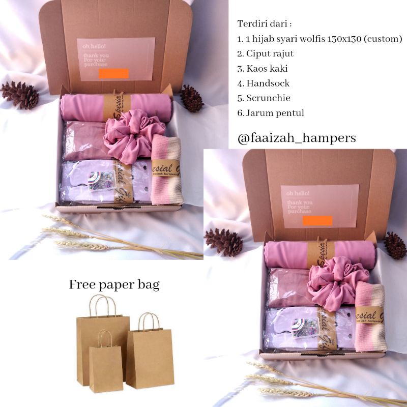 

Hampers Gift Box Premium Hijab Syar'i / Hampers Hijab / Kado Sahabat / Hadiah Wisuda / Hadiah Ulang Tahun / Hadiah Sahabat