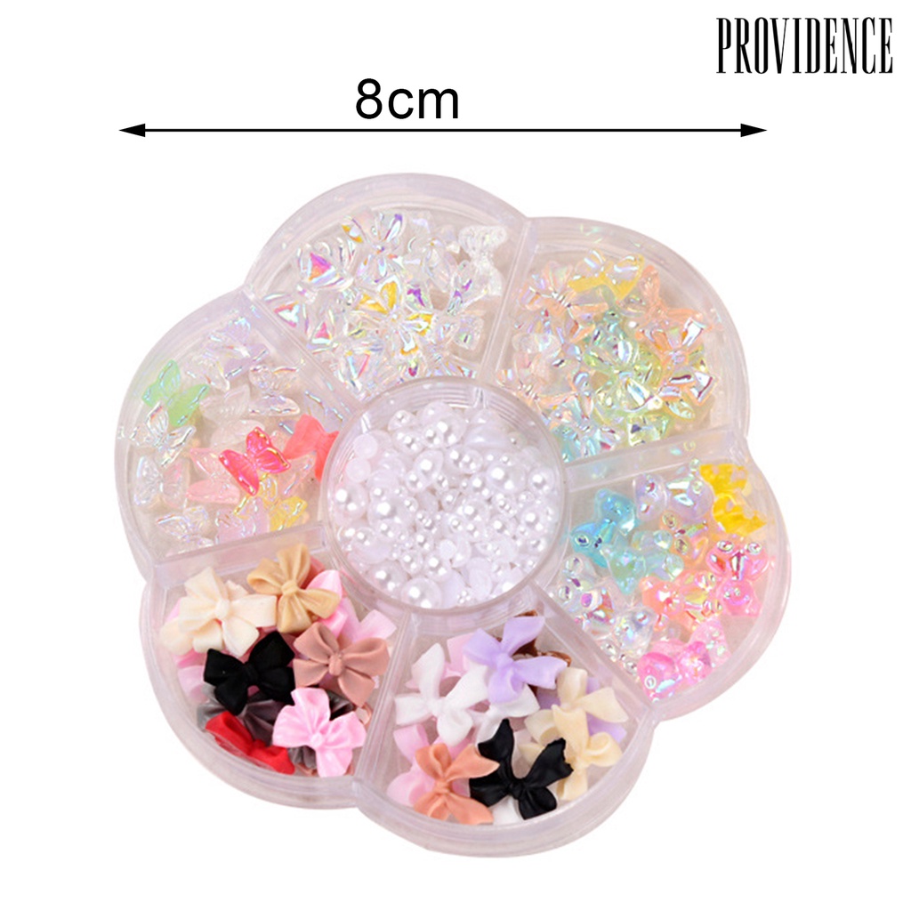 Providence 1 Kotak Hiasan Kuku Diy Bentuk Pita / Beruang / Mutiara Imitasi Untuk Nail Art