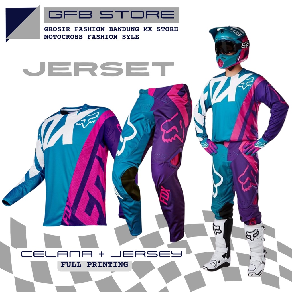 Jersey olahraga motor cross set celana trail pria dewasa Jerset Motocross Adventure Trabas