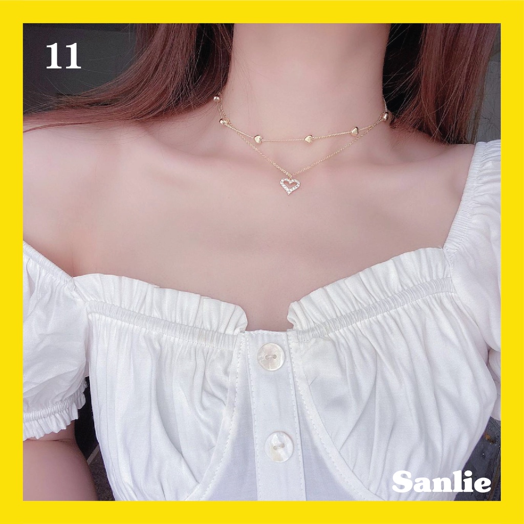 Sanlie Kalung Titanium Wanita Korea  Kalung Liontin Fashion Murah Model Satu Hati 11