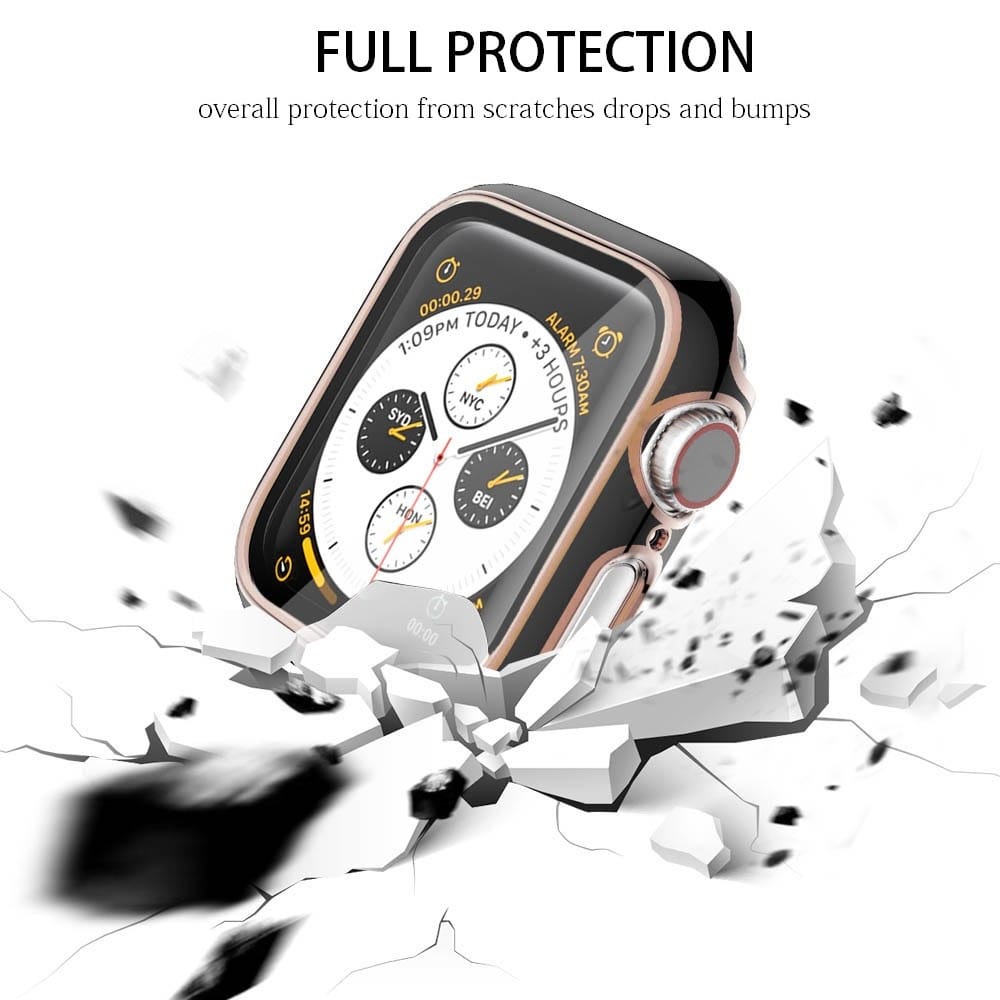 Gadgetlee Bumper Case Apple Watch Dengan Pelindung Layar Kaca Untuk Series 1/2/3/4/5/SE/6/7