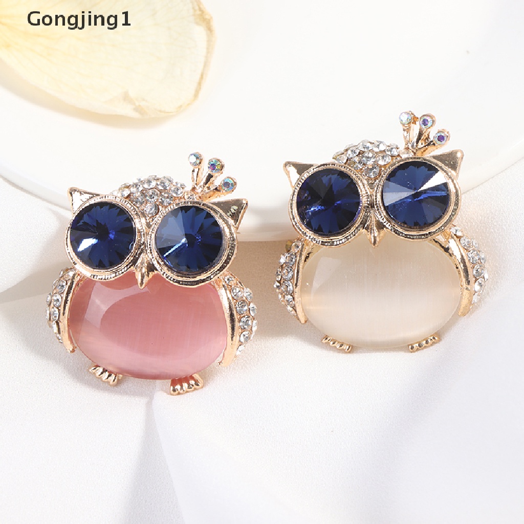 Gongjing1 1Pc Bros Pin Bentuk Burung Hantu Mata Biru Untuk Aksesoris Pakaian Wanita