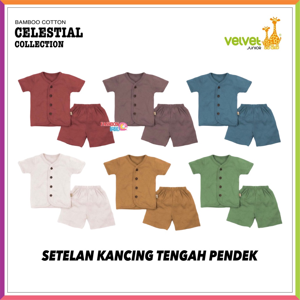 VELVET JUNIOR BAMBOO COTTON CELESTIAL PENDEK | VELVET POLOS TERBARU | SETELAN PENDEK KANCING &amp; OBLONG