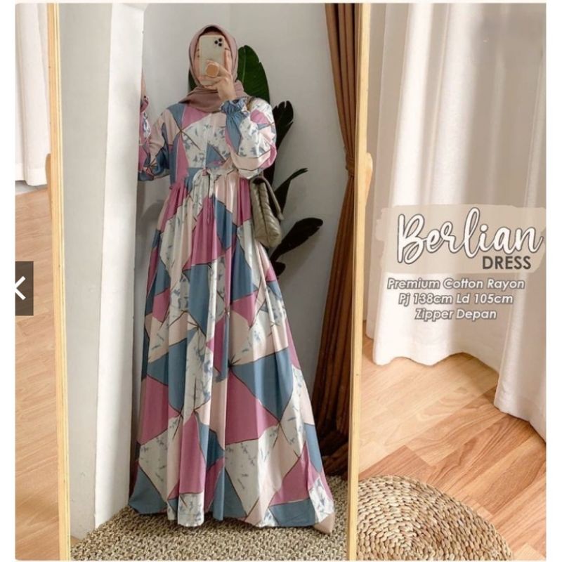 Gamis Jumbo / Dress Muslim wanita / Maxy dress muslim / Gamis Wanita busui friendly-Berliana