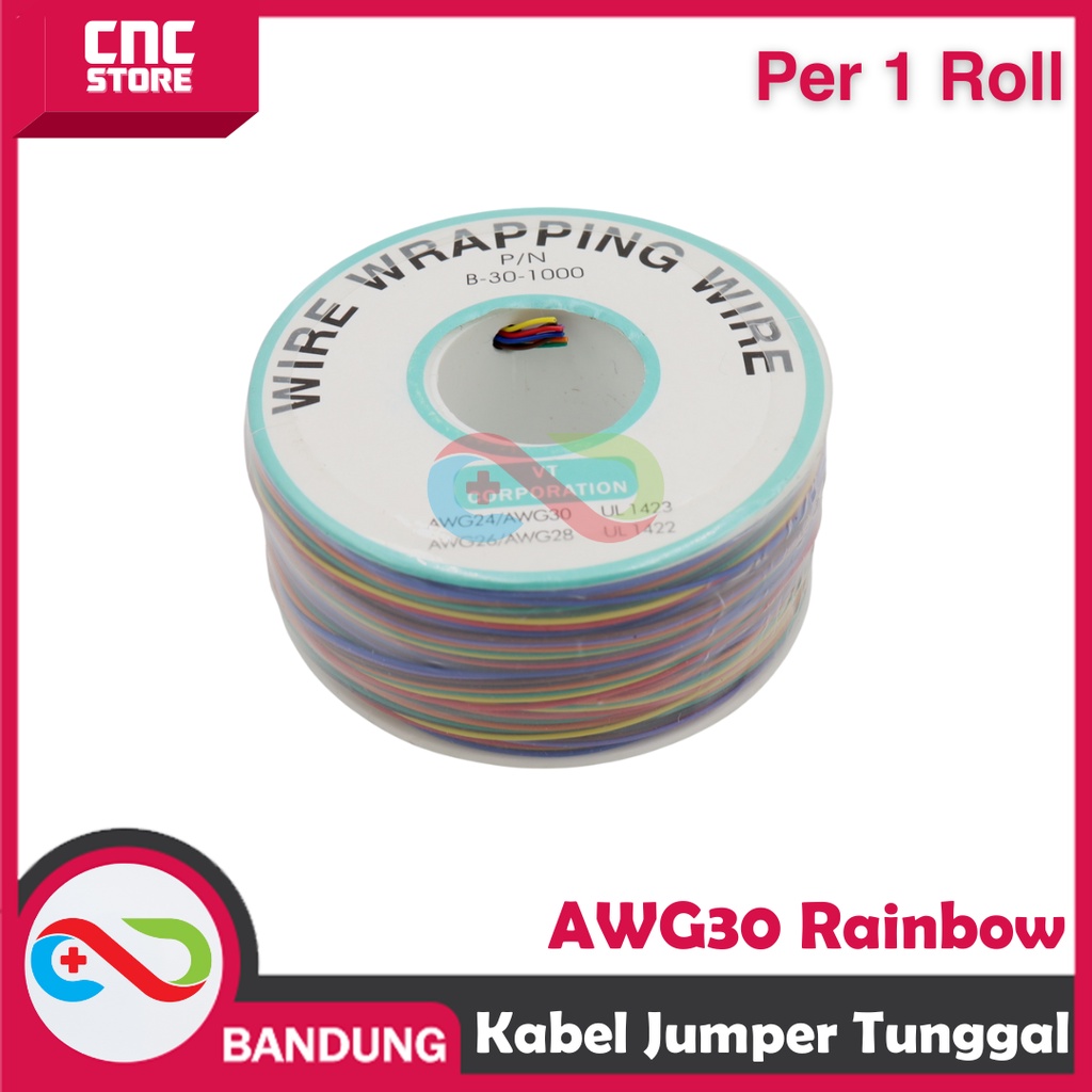 KABEL JUMPER TUNGGAL AWG30 RAINBOW FOR BREADBOARD PER SATU ROLL