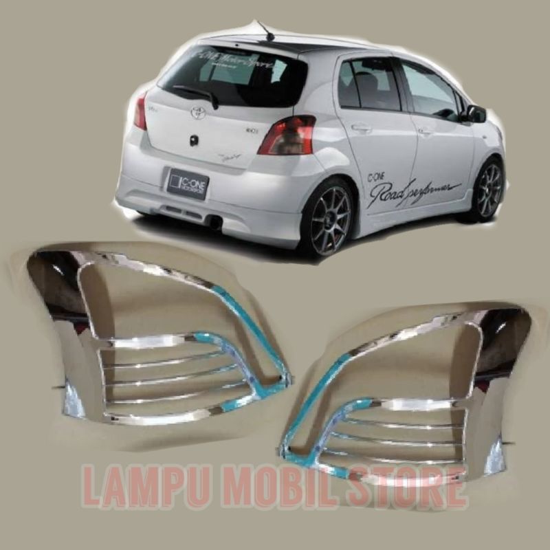 Garnish Stop Lamp Cover Lampu Belakang Chrome Toyota Yaris  2005-2007