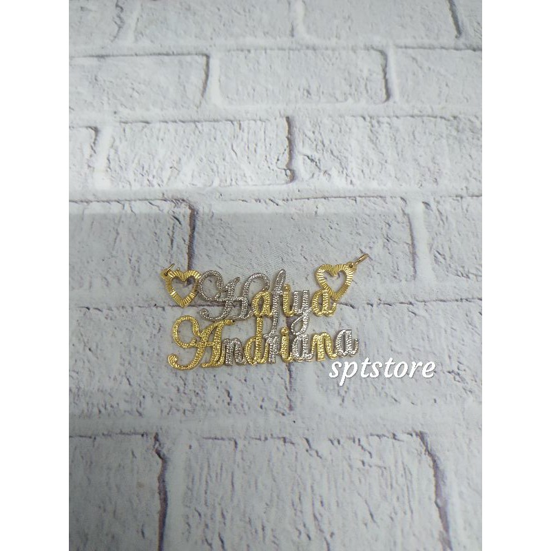 kalung nama kombinasi gold dan emas putih